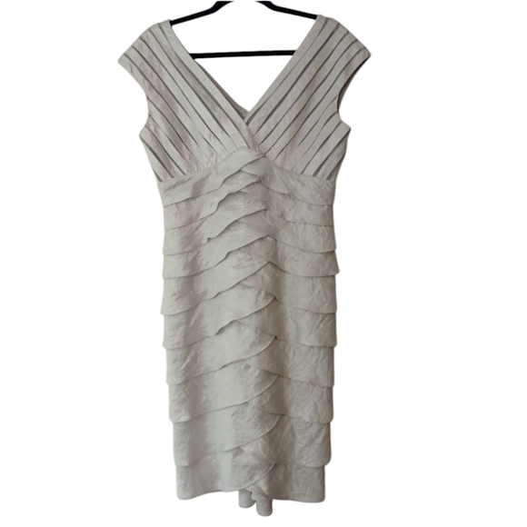Adrianna Papell Dresses & Skirts - Adrianna Papell Silver Metallic Tier Cocktail Holiday Ruffle NYE Dress-10
